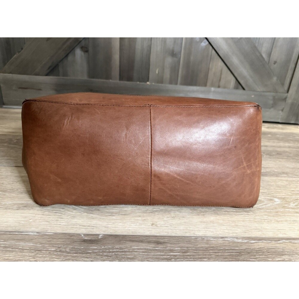 Vtg L.L. Bean Town & Field Wildlife Lining Leather Brown Tote Bag Shopper Travel - Picture 9 of 16